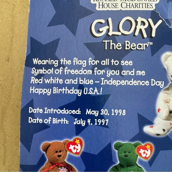 ty Glory The Bear 1997-1998 - Teenie Beanie Babies Collectible Vintage - Picture 4 of 5